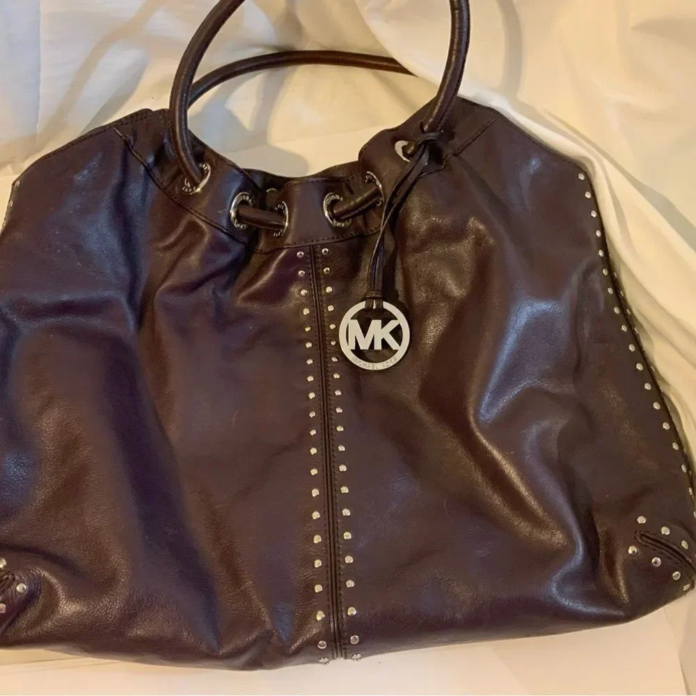 Michael Kors Purple Studded Details Large Shoulder Bag Purse